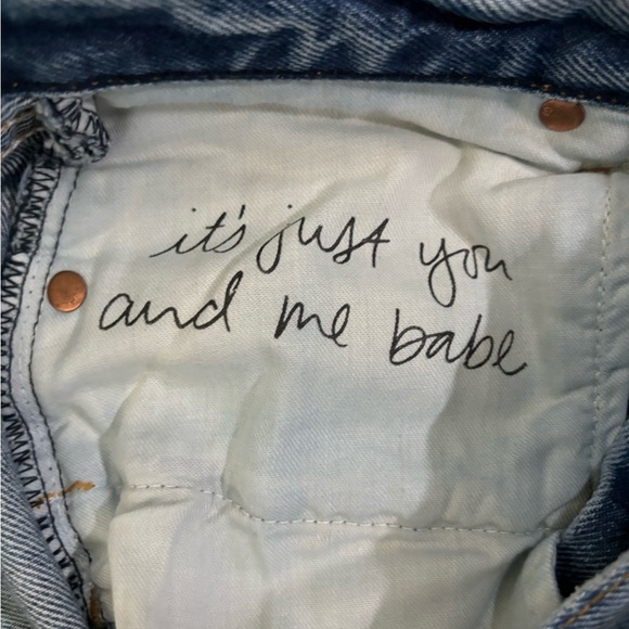 GRLFRND WOMEN'S BLUE TWO TONE COTTON STRAIGHT-LEG HELENA JEANS Size 26 - Picture 2 of 7